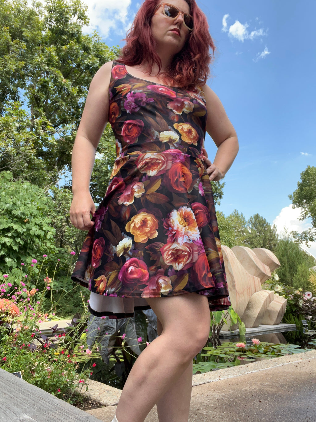 🌸 Floral Skater Dress | Sleeveless Fit & Flare Summer Outfit (XS–3XL) 🌸