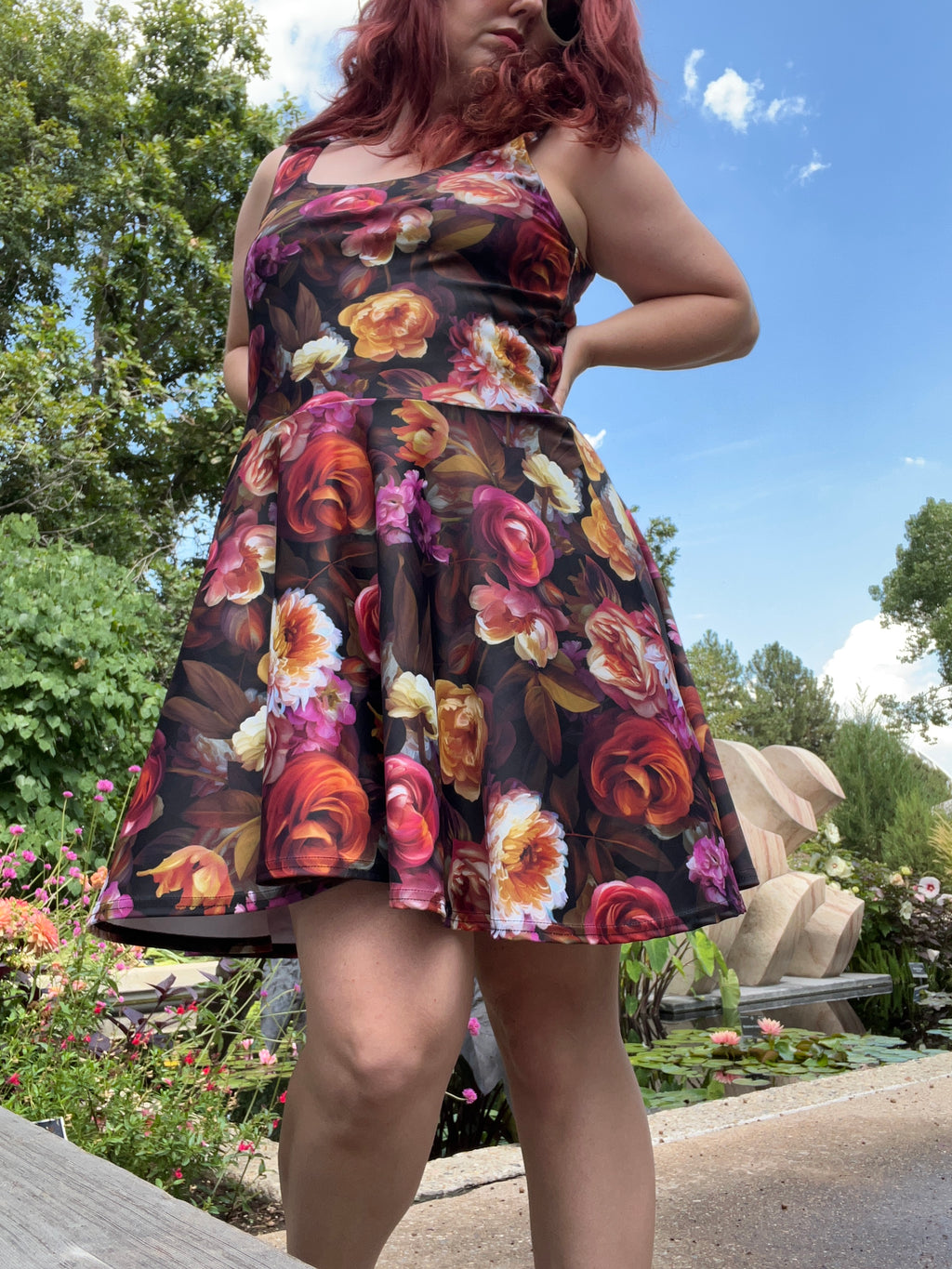 🌸 Floral Skater Dress | Sleeveless Fit & Flare Summer Outfit (XS–3XL) 🌸