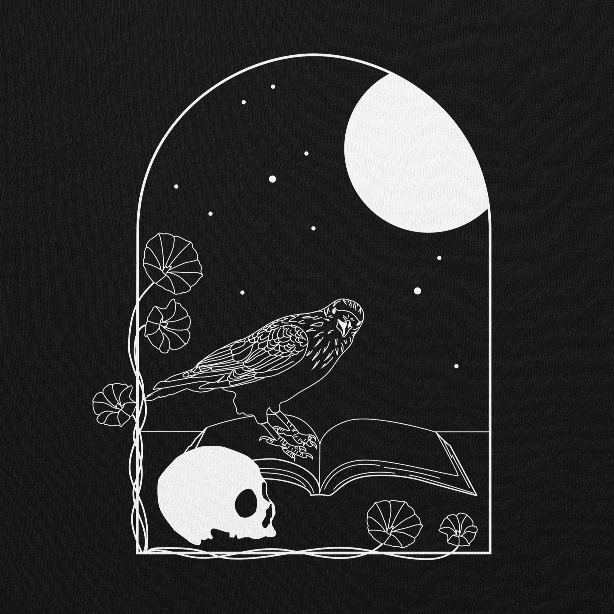 Gothic Skull & Raven Window Sweatshirt – Cozy Dark Academia Style