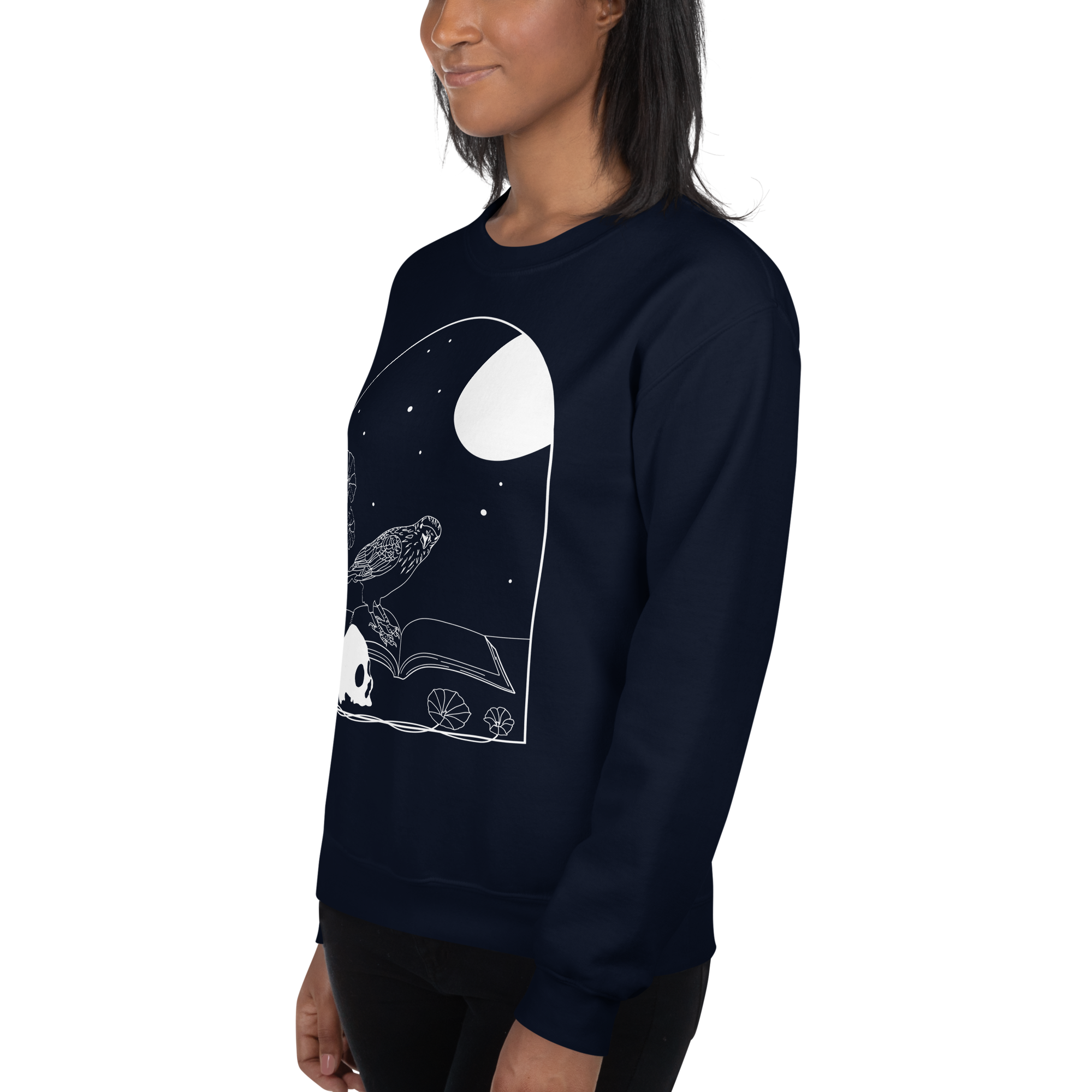 Gothic Skull & Raven Window Sweatshirt – Cozy Dark Academia Style